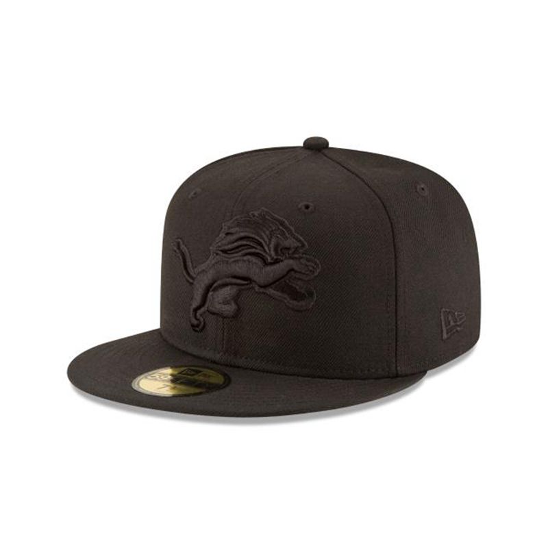 NFL Detroit Lions Black On Black 59Fifty Fitted (TRM3317) - Black New Era Caps